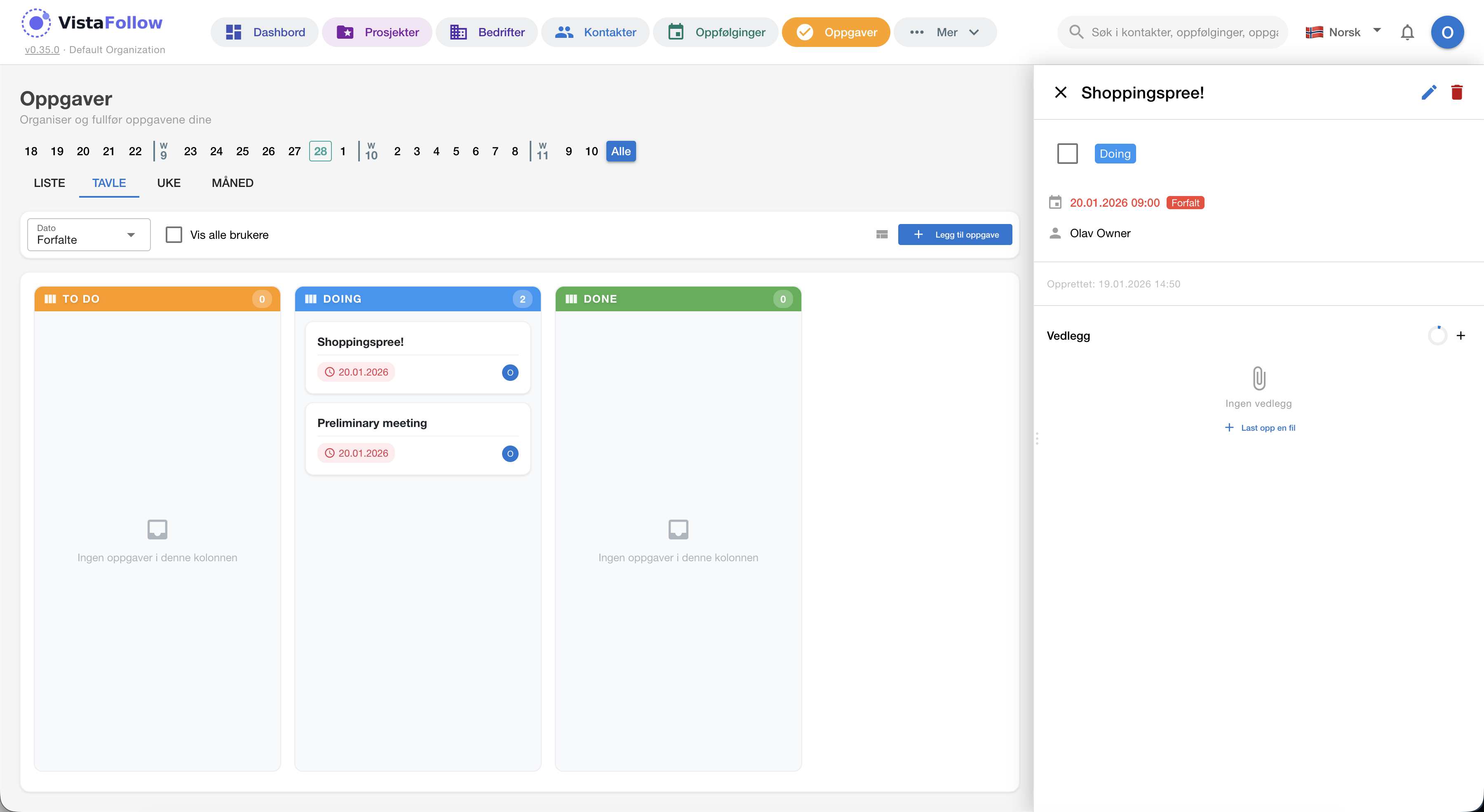 Oppgaver — Kanban-tavle